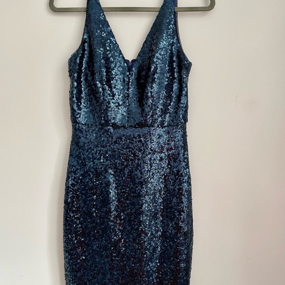 NIGHTWAY Womens Blue Sequined Dress - Picture 4 of 5